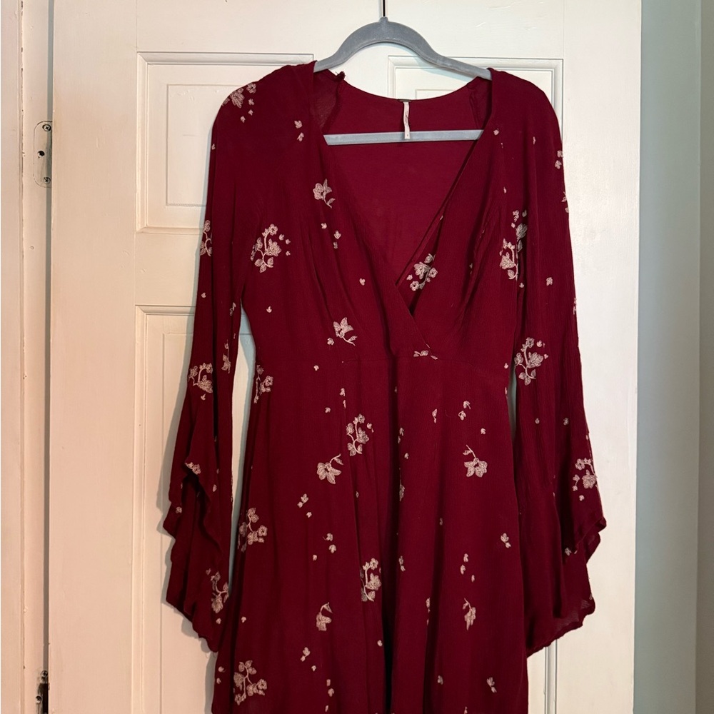 Free People Red Bell Sleeve Sundress